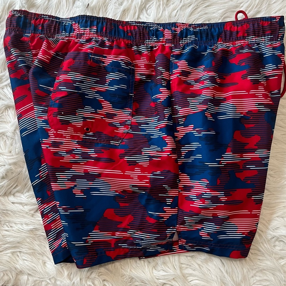 Swim Trunks Red White Blue Swim Shorts Mens New 2XL 3XL XXL XXXL Elastic Waist